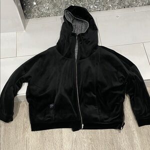 The Kooples Black Velvet / gray melange Women's reversible Jacket